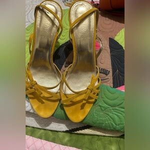 Mustard suede J Crew heels